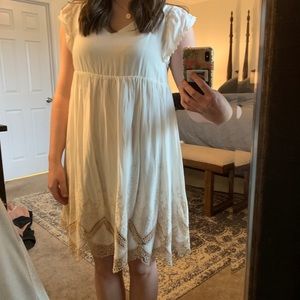 Boho White Dress with Embroidery